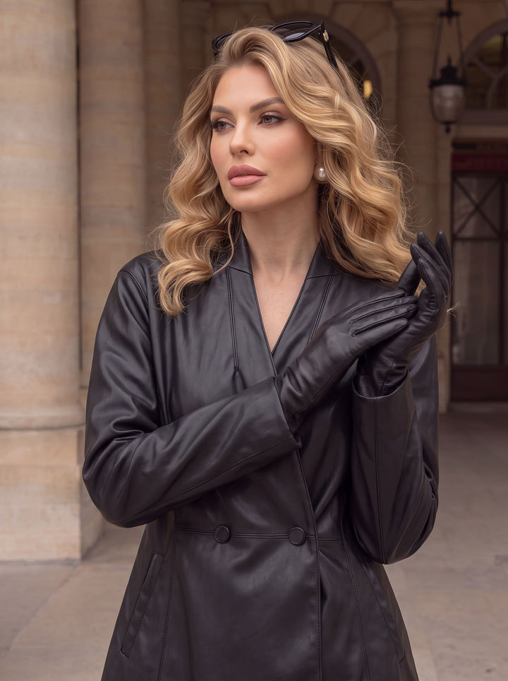 Tailored Faux Leather Blazer Jacket