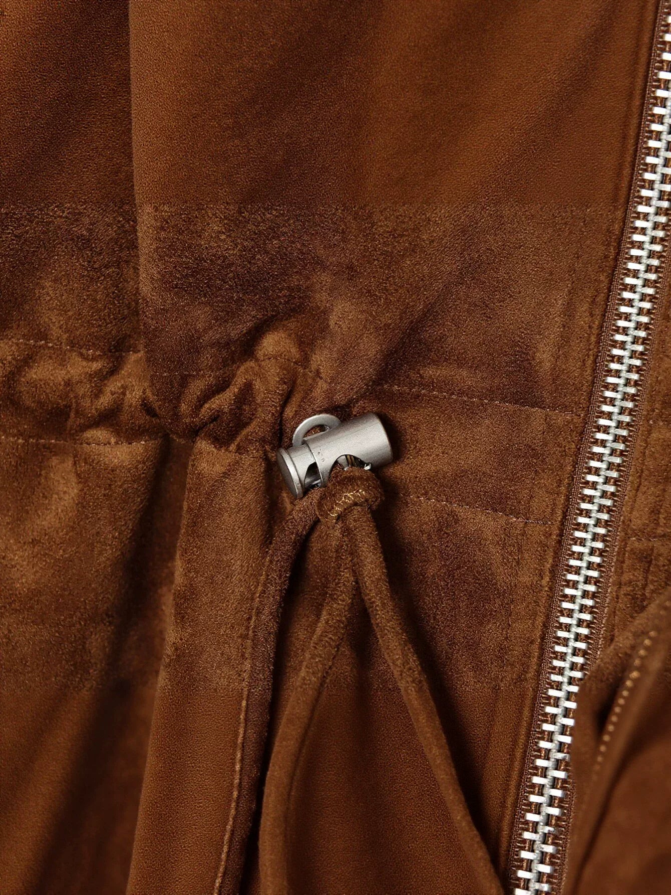 Cropped Suede Drawstring Utility Jacket