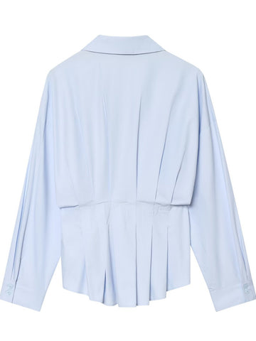 Pleated Waist Button Down Shirt