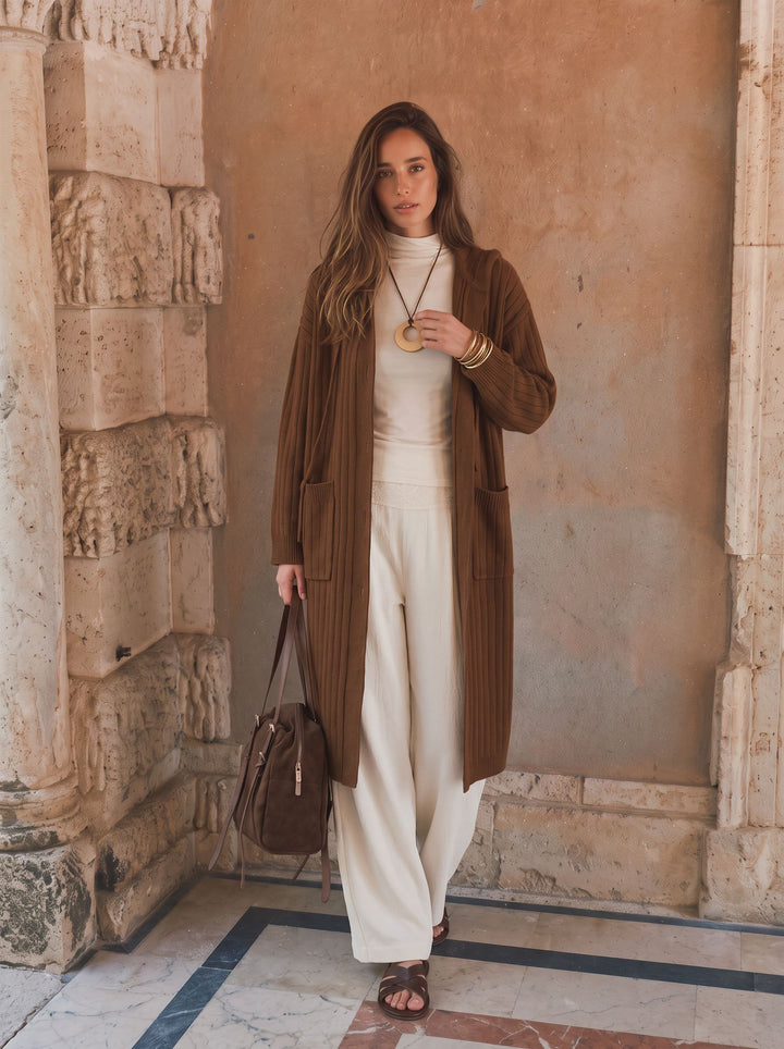 Cozy Ribbed Hooded Knit Cardigan