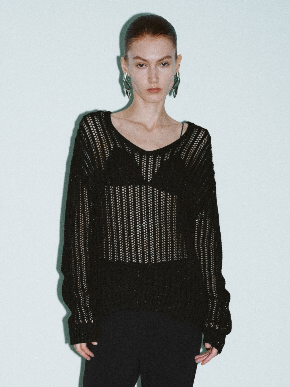 Urban Revivo Crew Neck Loose Knitted T-Shirt-Black