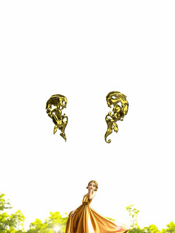 Abstract Sculptural Gold Statement Earrings