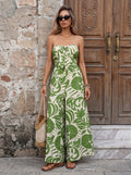 Strapless Tie Front Wide Leg Jumpsuit