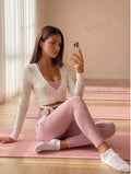 Floral Wrap Tie Front Yoga Top