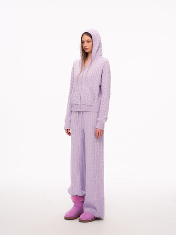 Cozy Cable Knit Zip Up Hoodie