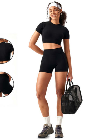 Seamless High Waist Athletic Shorts Set