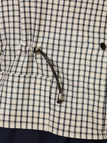 Oversized Plaid Drawstring Utility Jacket