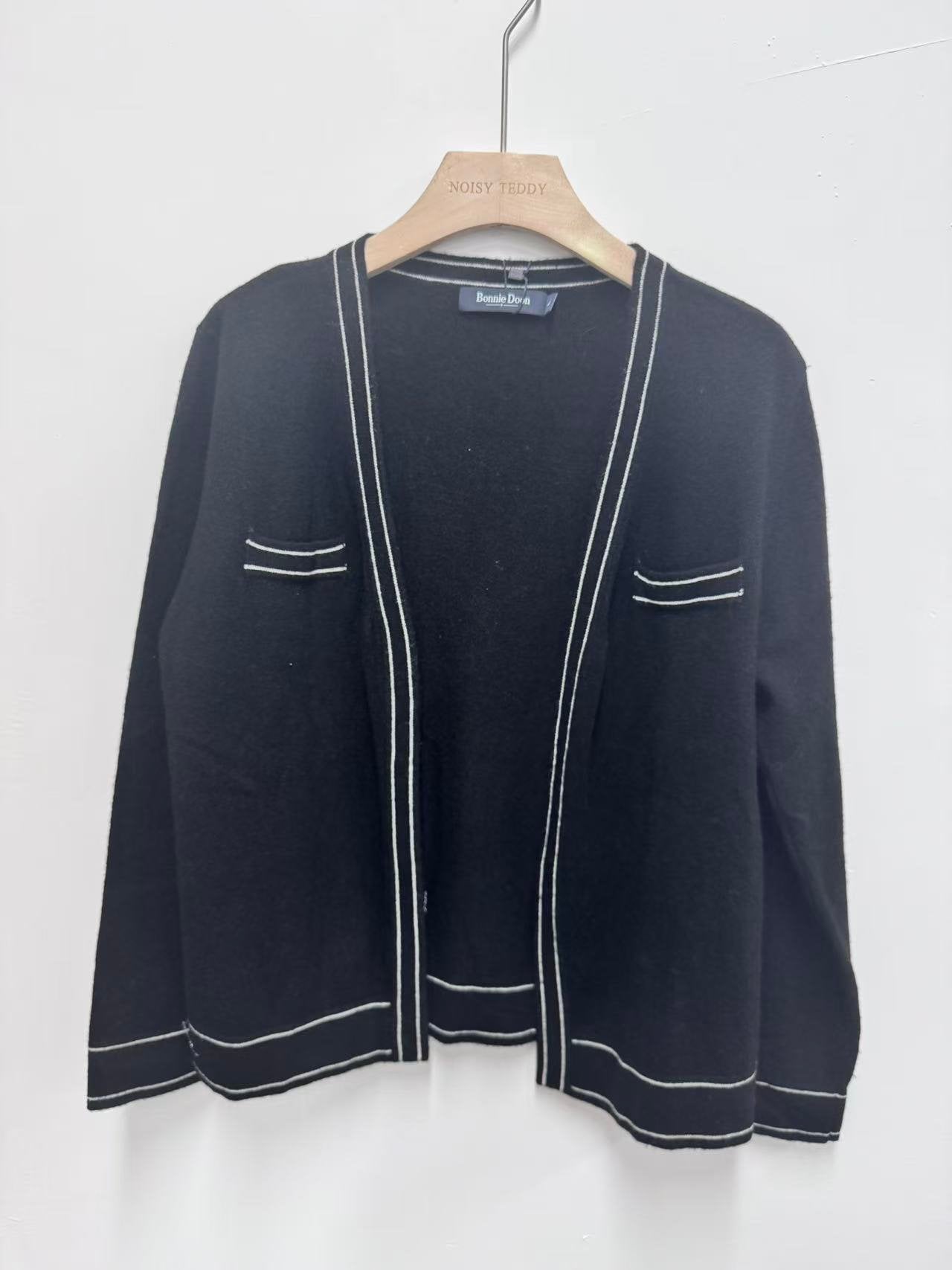 Contrast Trim Soft Knit Cardigan
