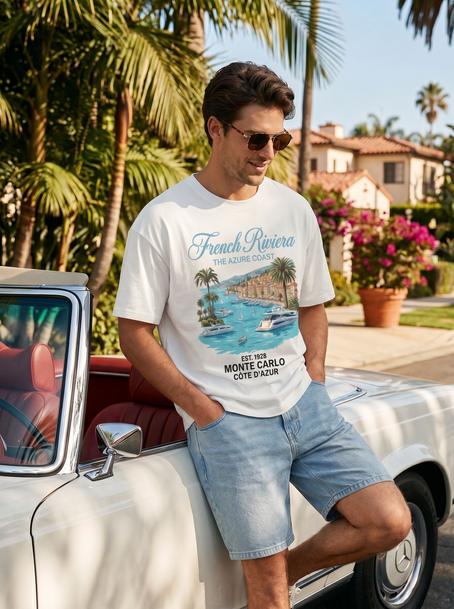Oversized French Riviera Graphic T-Shirt