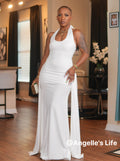 Halter Neck Ruched Maxi Dress