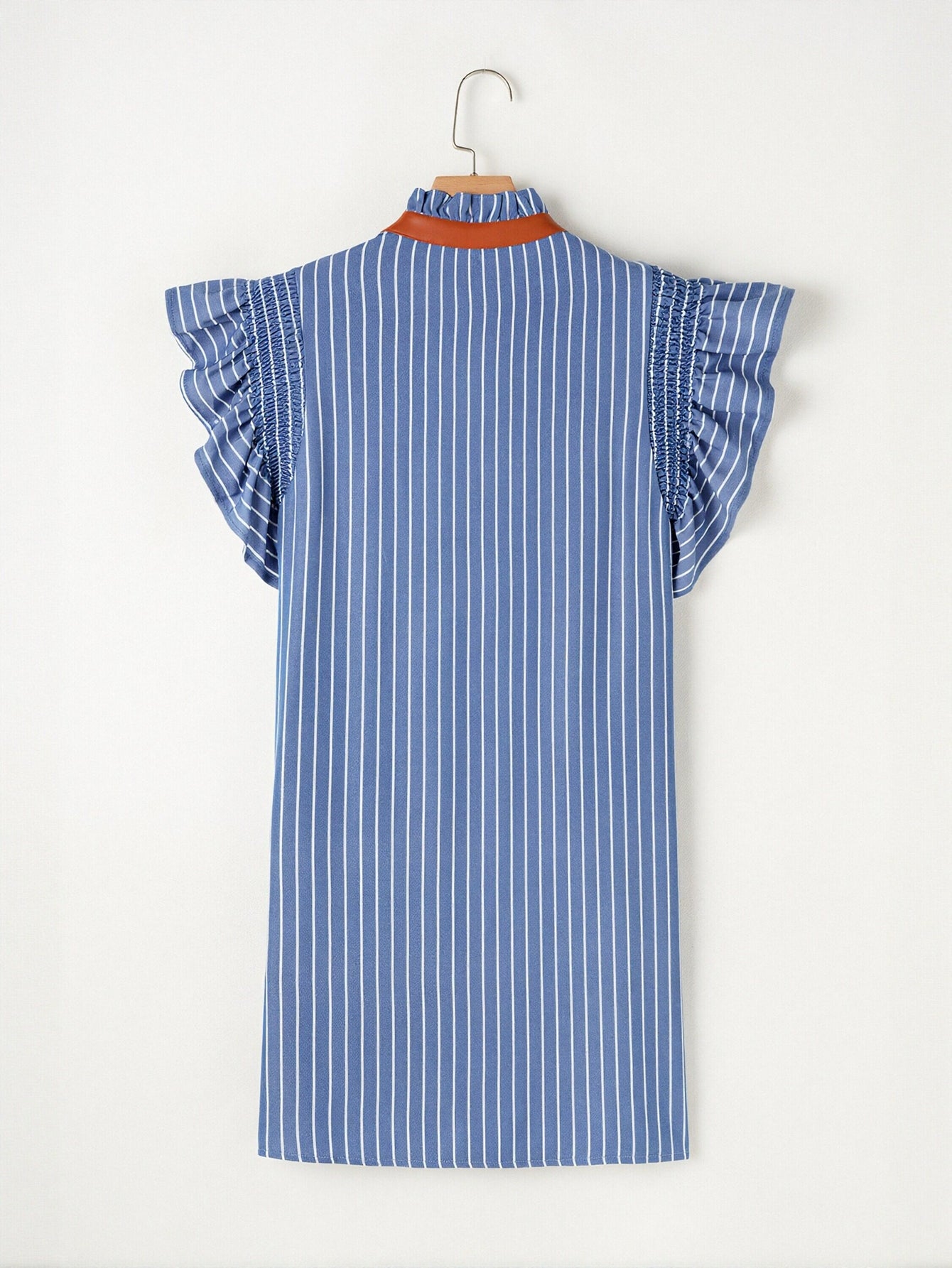 Ruffled Sleeve Striped Mini Dress