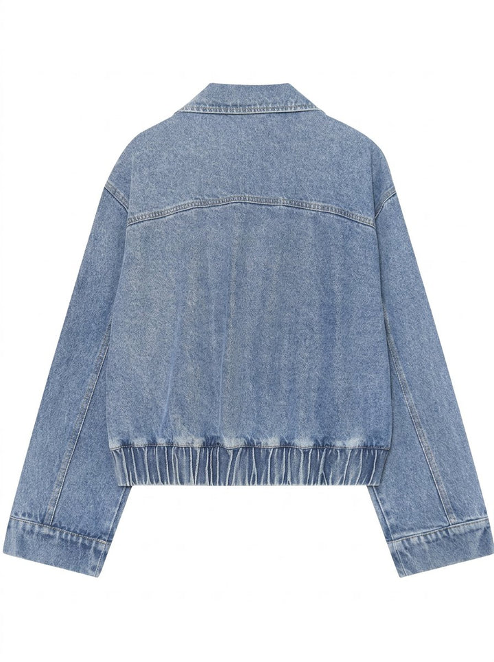 Cropped Double Breasted Denim Jacket