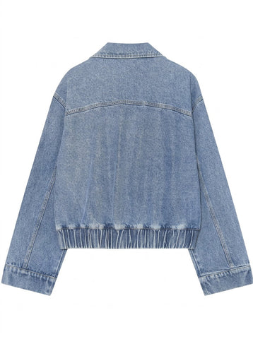 Cropped Double Breasted Denim Jacket