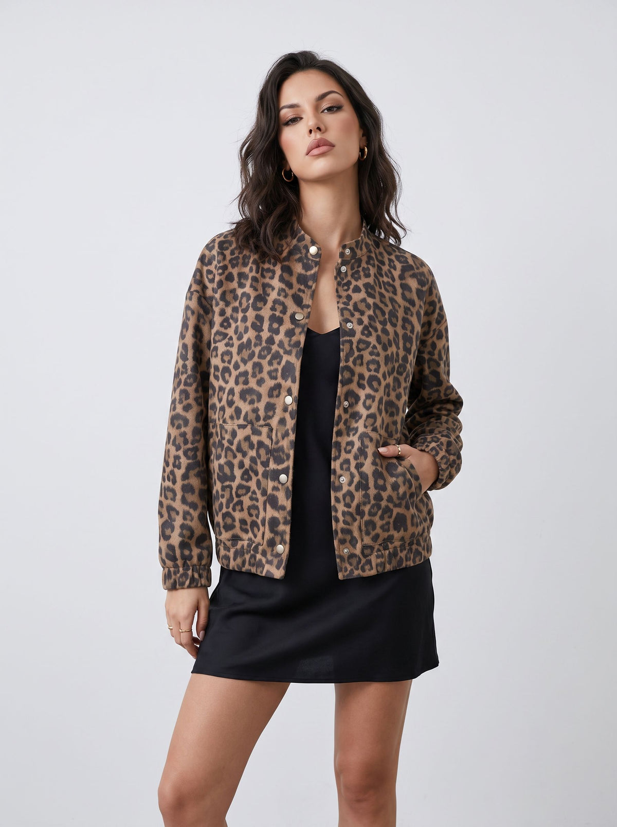 Trendy Leopard Print Snap Jacket