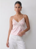Satin Lace Trim Camisole Top