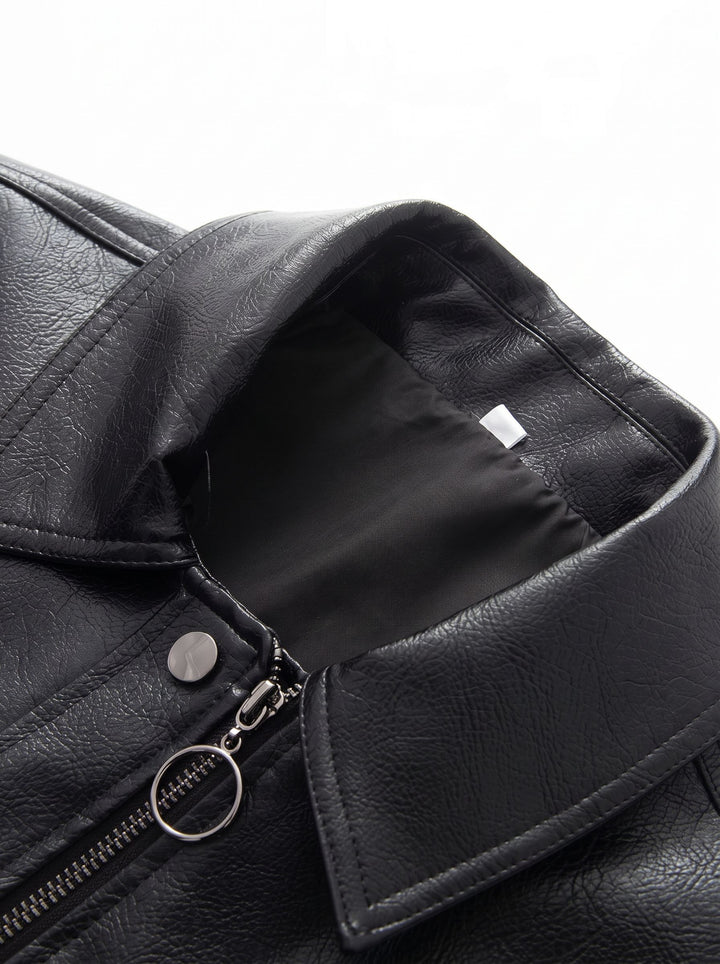 Cropped Faux Leather Utility Vest