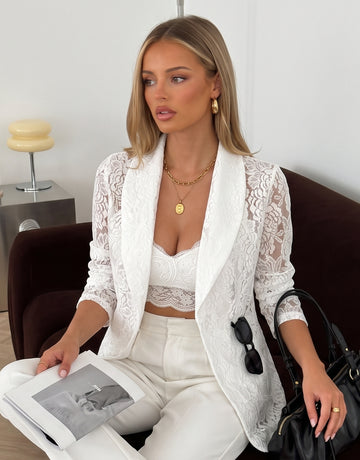 Elegant Sheer Lace Blazer Jacket