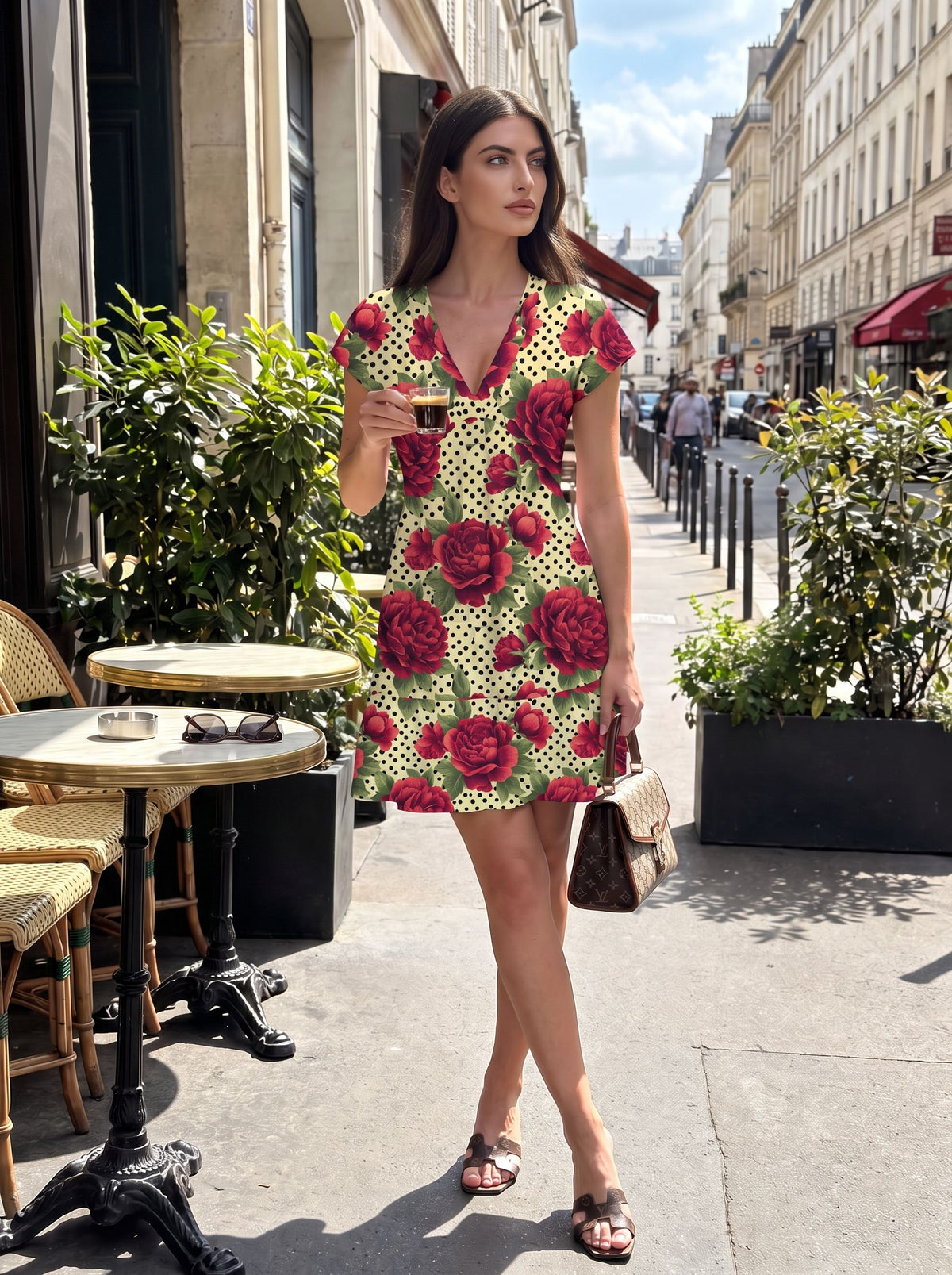 tabstabby9589 -'s Red Rose Polka Dot Print Mini Dress