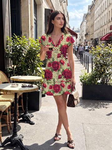 tabstabby9589 -'s Red Rose Polka Dot Print Mini Dress