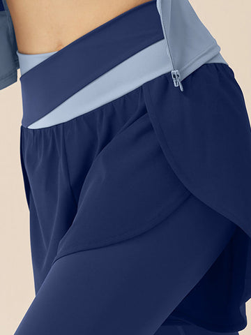High-Waisted Shorts Overlay Athleisure Leggings-Multicolor