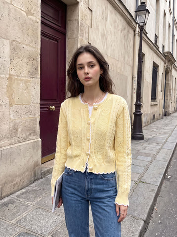 Cozy Cropped Heart Knit Cardigan