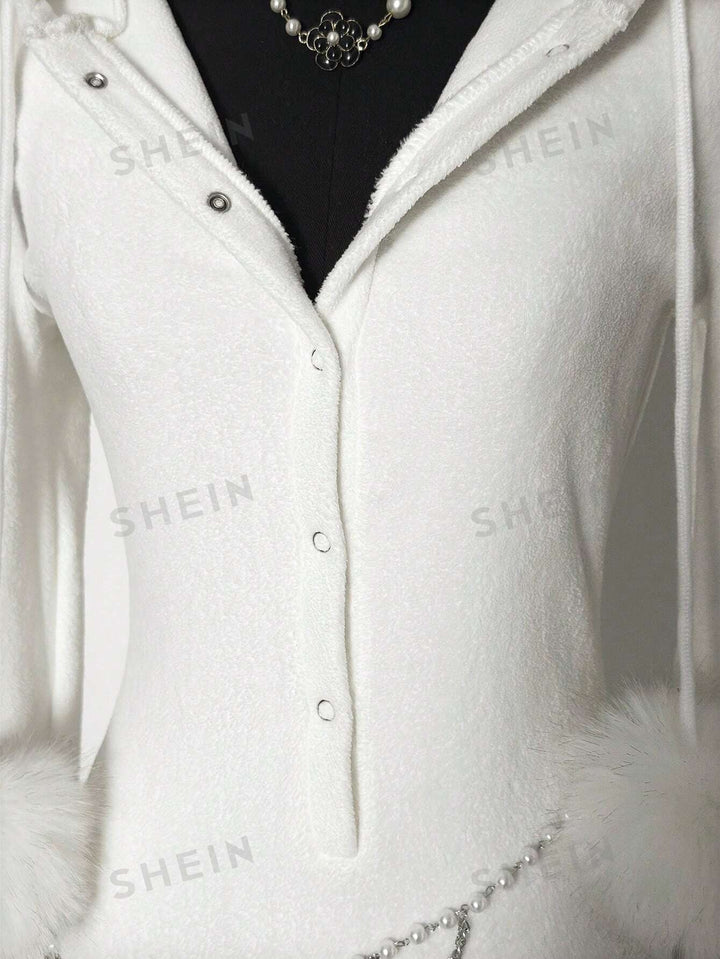 Faux Fur Hooded Romper Playsuit