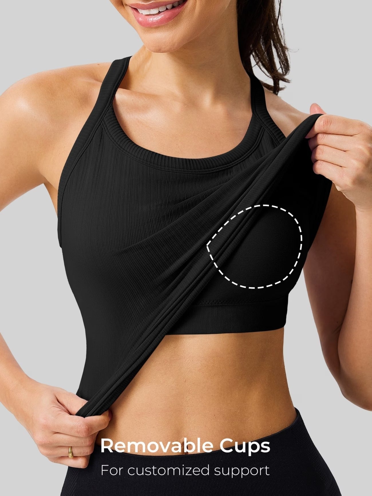 Seamless Ribbed Cutout Yoga Tank