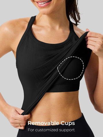 Seamless Ribbed Cutout Yoga Tank