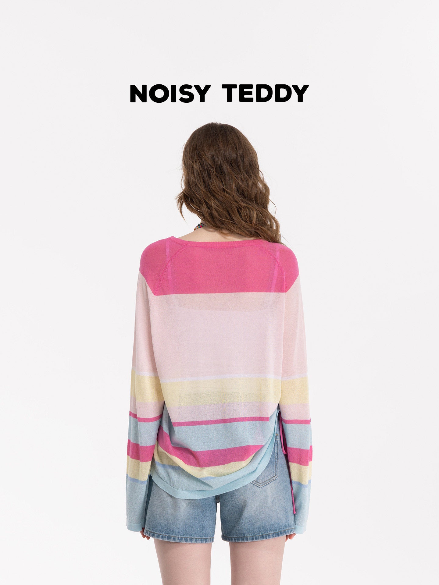 Striped Drawstring Side Knit Sweater