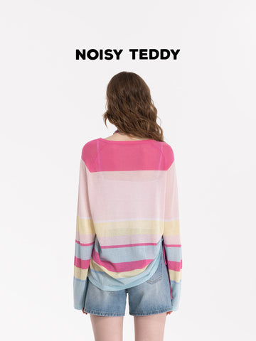 Striped Drawstring Side Knit Sweater