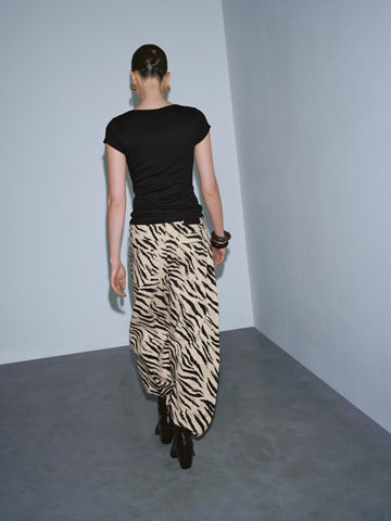 Urban Revivo Asymmetric Neck Capped Sleeve T-Shirts