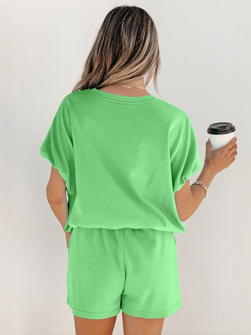 Comfy Casual Green Shorts Set