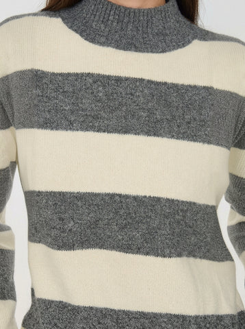 Cozy Striped Mock Neck Sweater