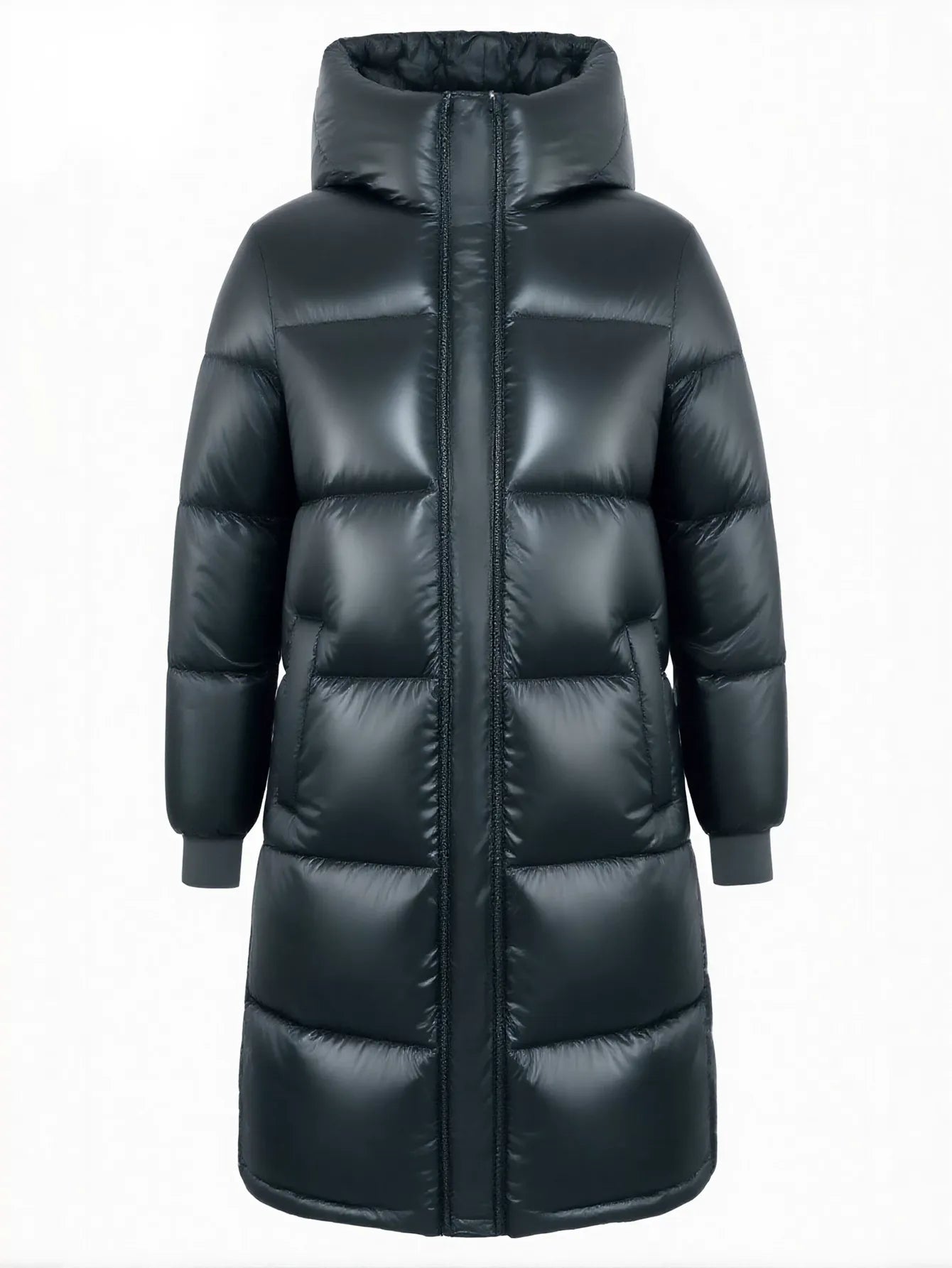 Hooded Shiny Long Puffer Coat