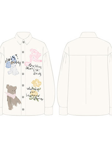 Oversized Graphic Printed Button Up Shirt