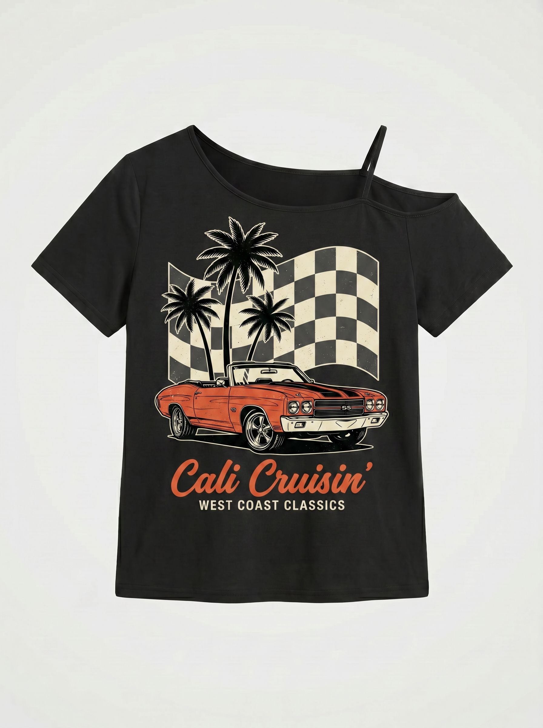 Vintage Graphic Cold Shoulder T-Shirt