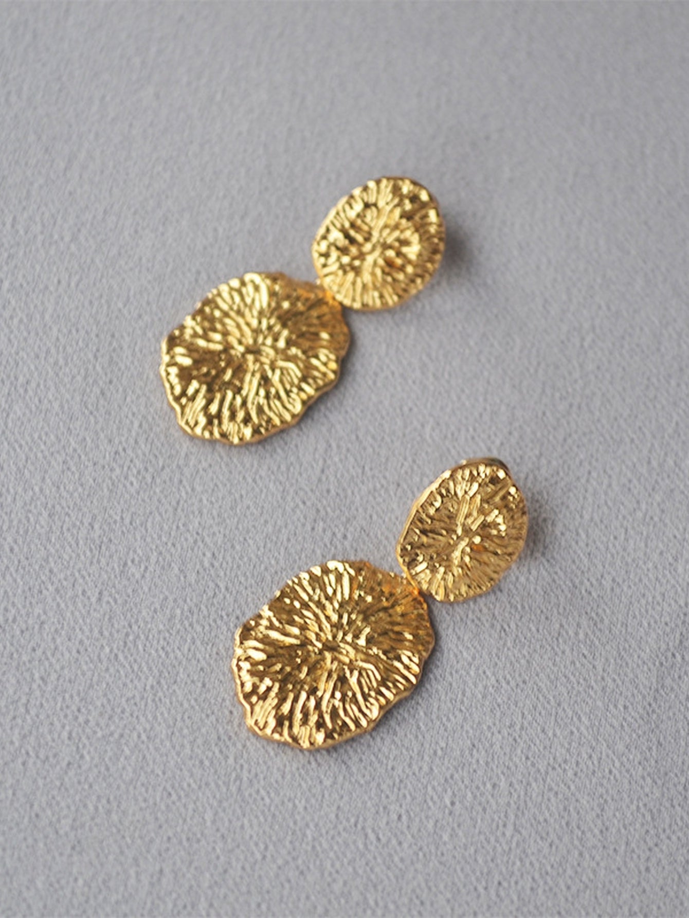 Textured Gold Statement Drop Earrings