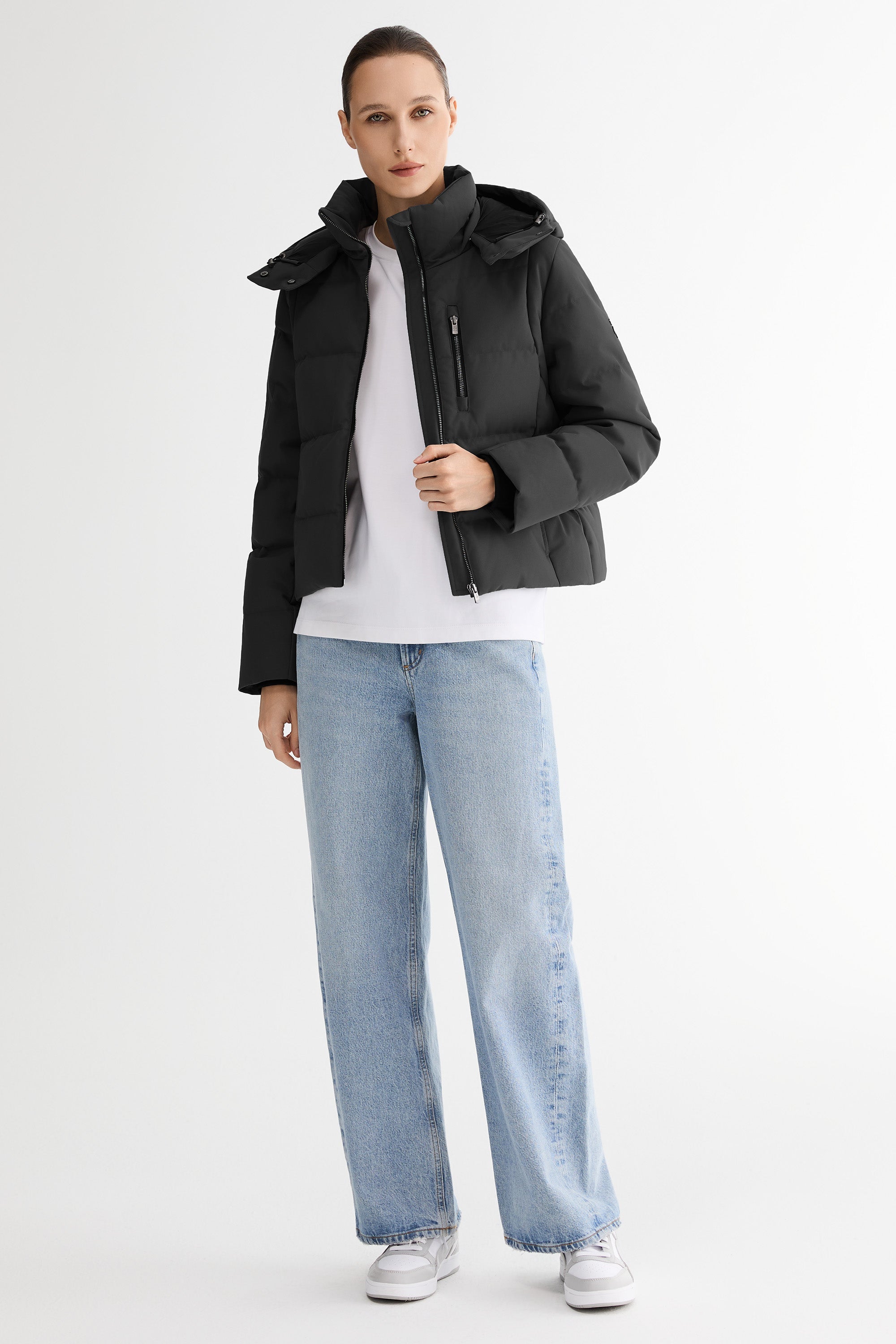 Cropped Hooded Puffer Jacket
