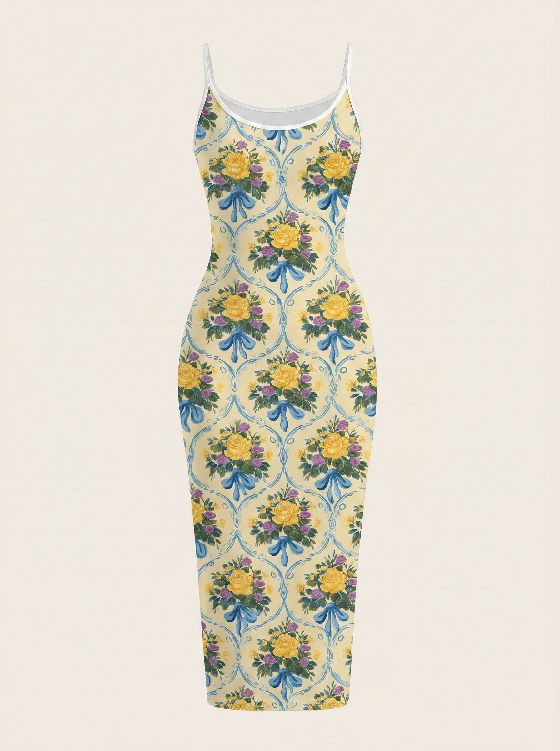 CAPRI Floral Print Sleeveless Bodycon Midi Dress