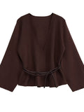 V Neck Peplum Knit Cardigan