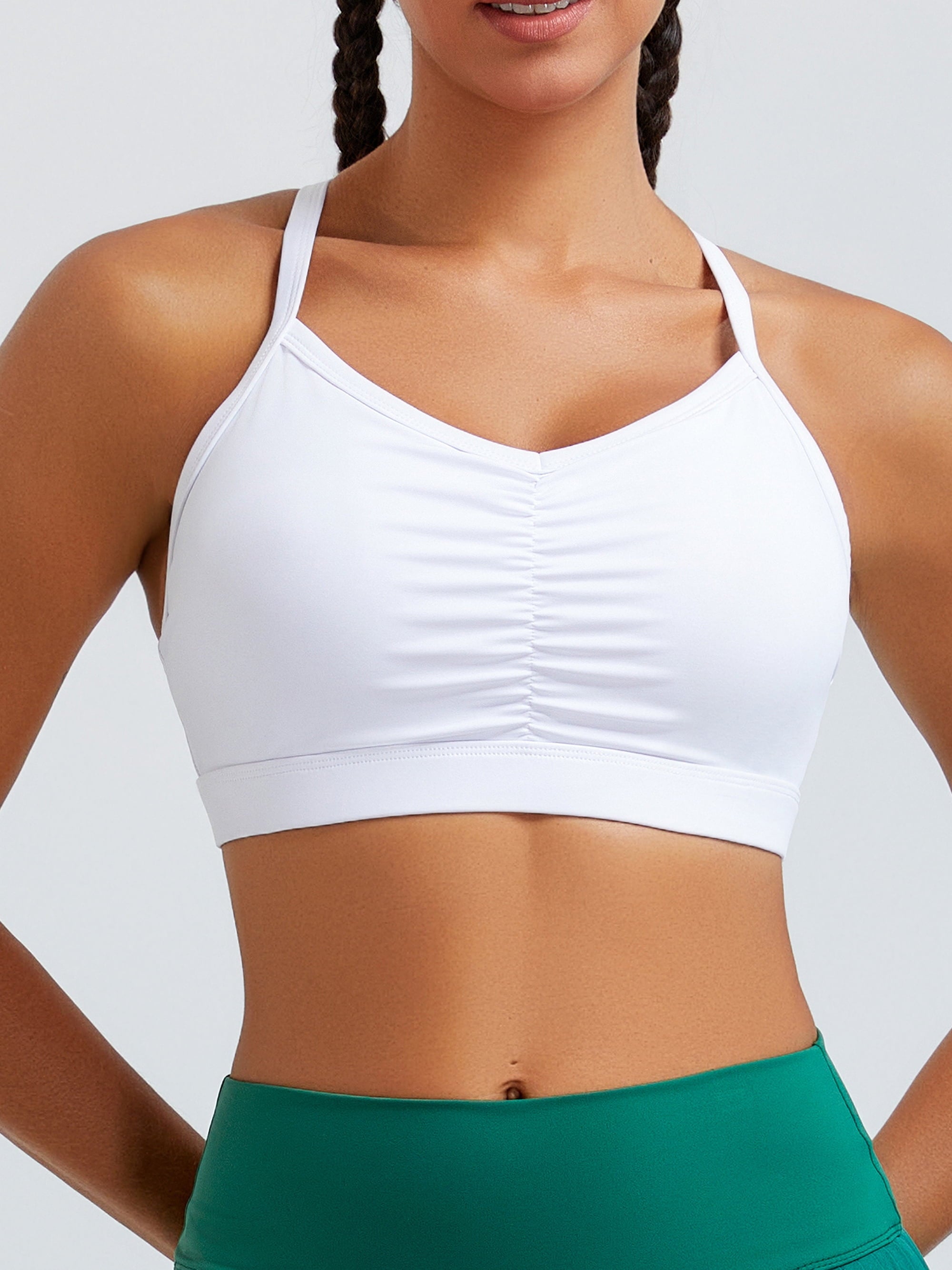 Ruched Racerback Workout Sports Bra