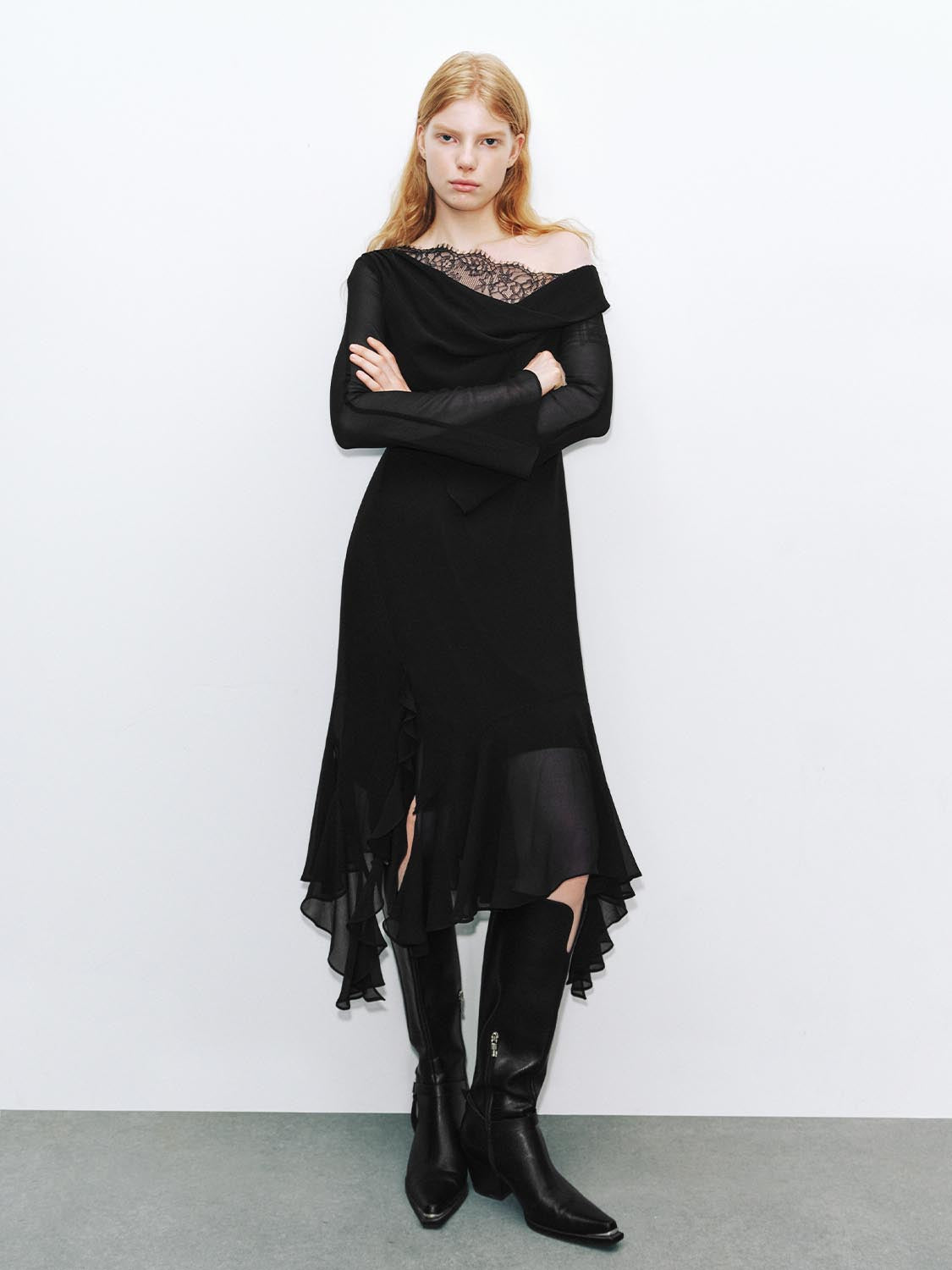 Urban Revivo One Shoulder A-Line Dresses-Black