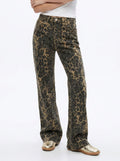 High Rise Leopard Print Jeans