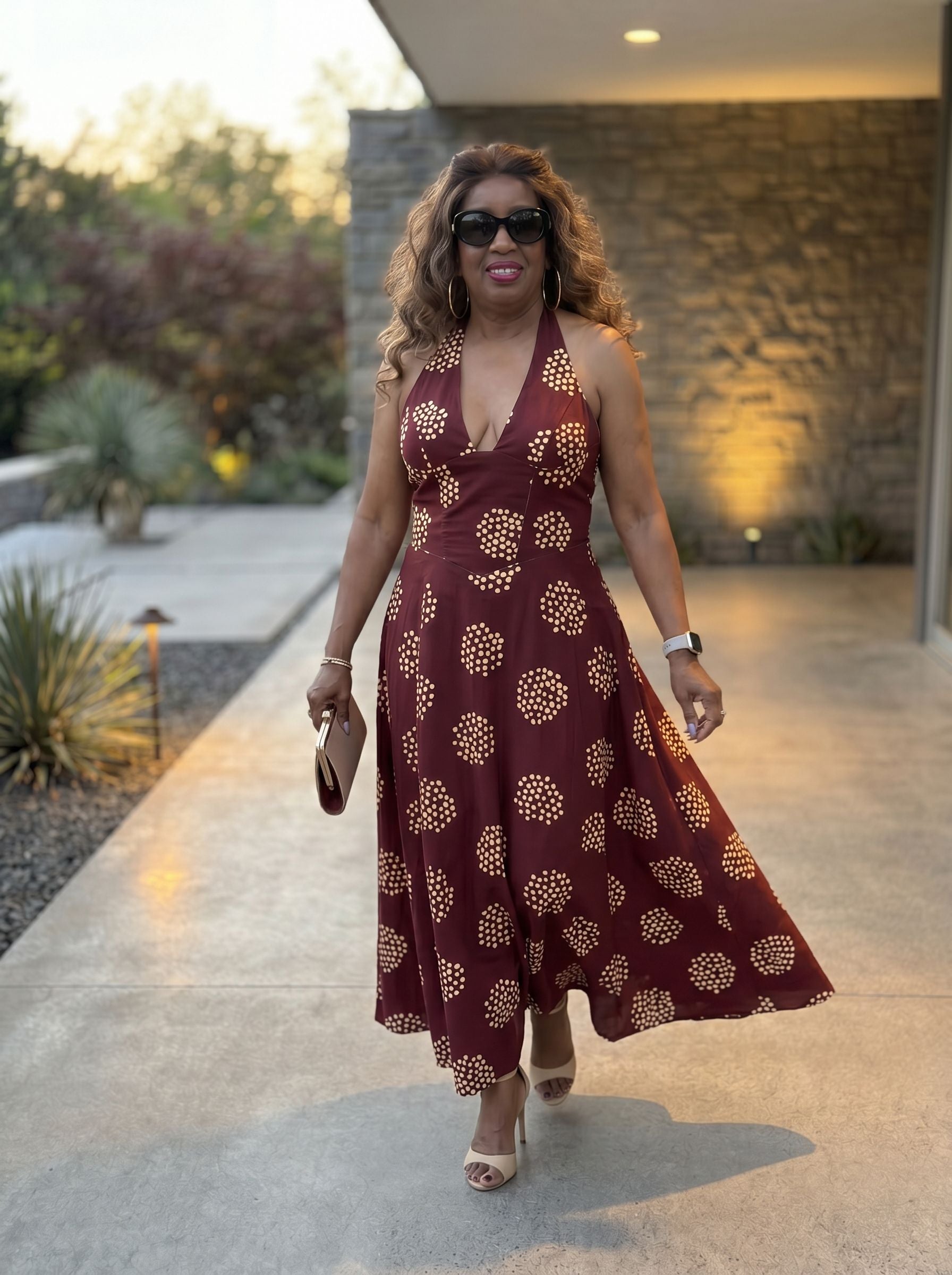 Mary Roberts's Polka Dot Print Midi Dress