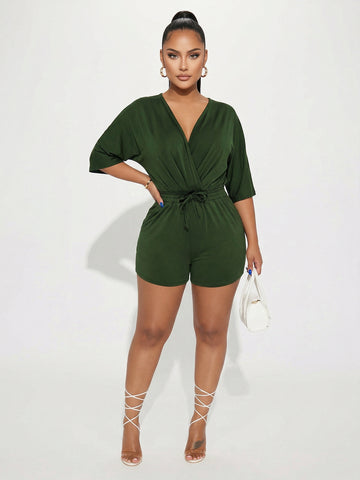Deep V Neck Playful Romper