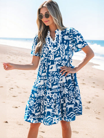 Abstract Geometric Print Mini Dress