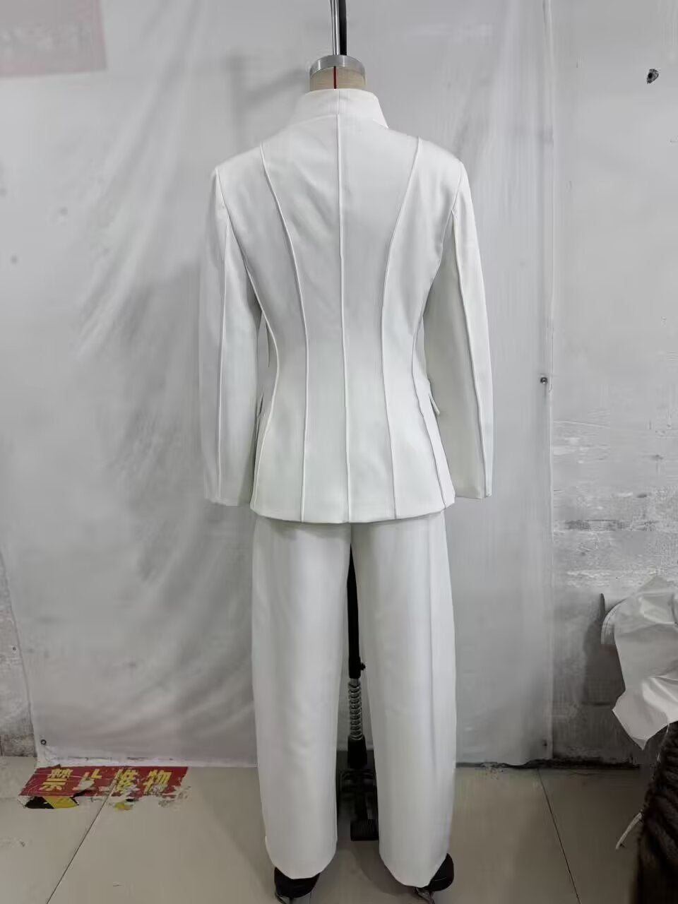 Elegant Tailored White Pant Suit Set