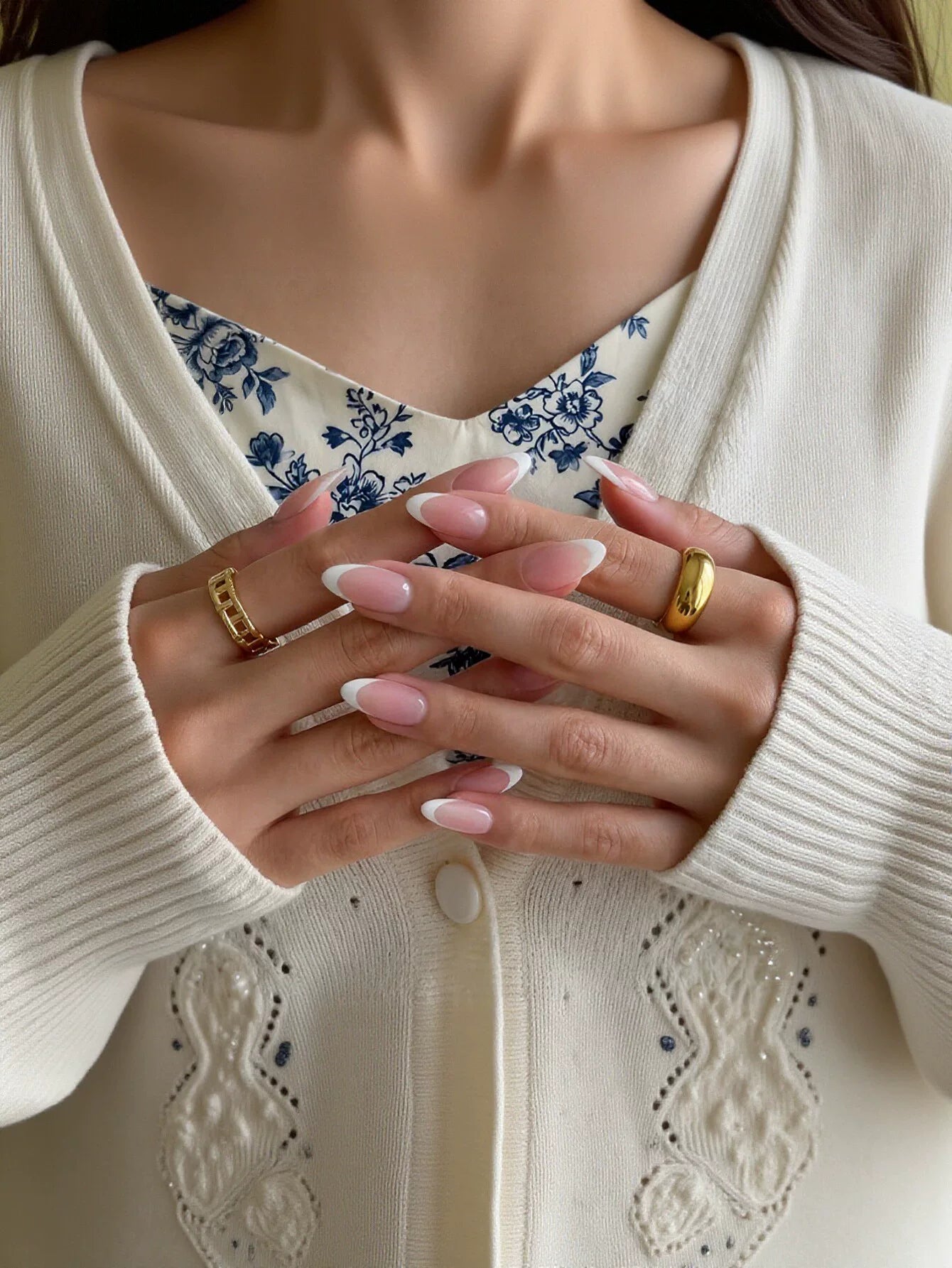 Classic French Almond Press On Nails