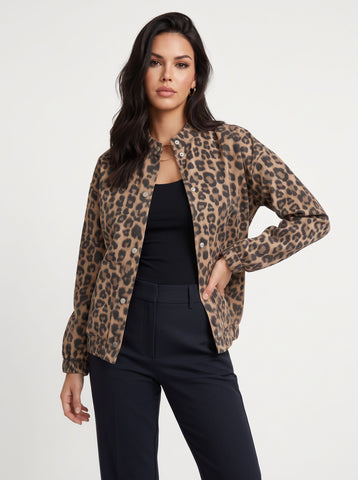 Trendy Leopard Print Snap Jacket