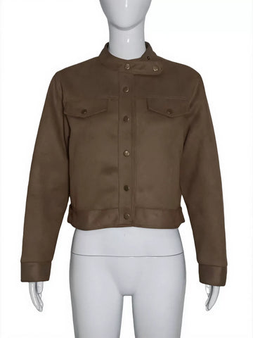 Cropped Minimalist Button Up Jacket